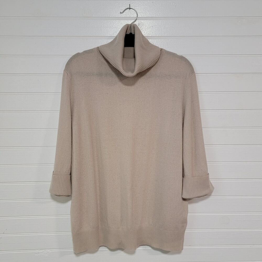 Woolovers Cashmere Merino Turtleneck Sweater Size Medium‎ 3/4 Sleeve Oversized